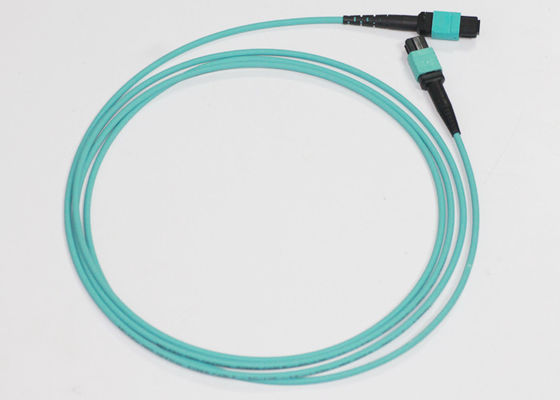 10 FT Fiber Cable LSZH MTP OFNR 12 Cores Multimode OM3 Aqua