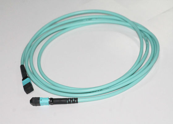 5.0mm MTP To MTP Cable Female Fiber Optic Clear Curve OM3 Aqua LSZH Jacket