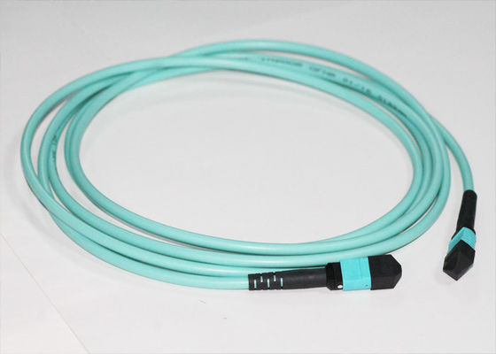 5.0mm MTP To MTP Cable Female Fiber Optic Clear Curve OM3 Aqua LSZH Jacket