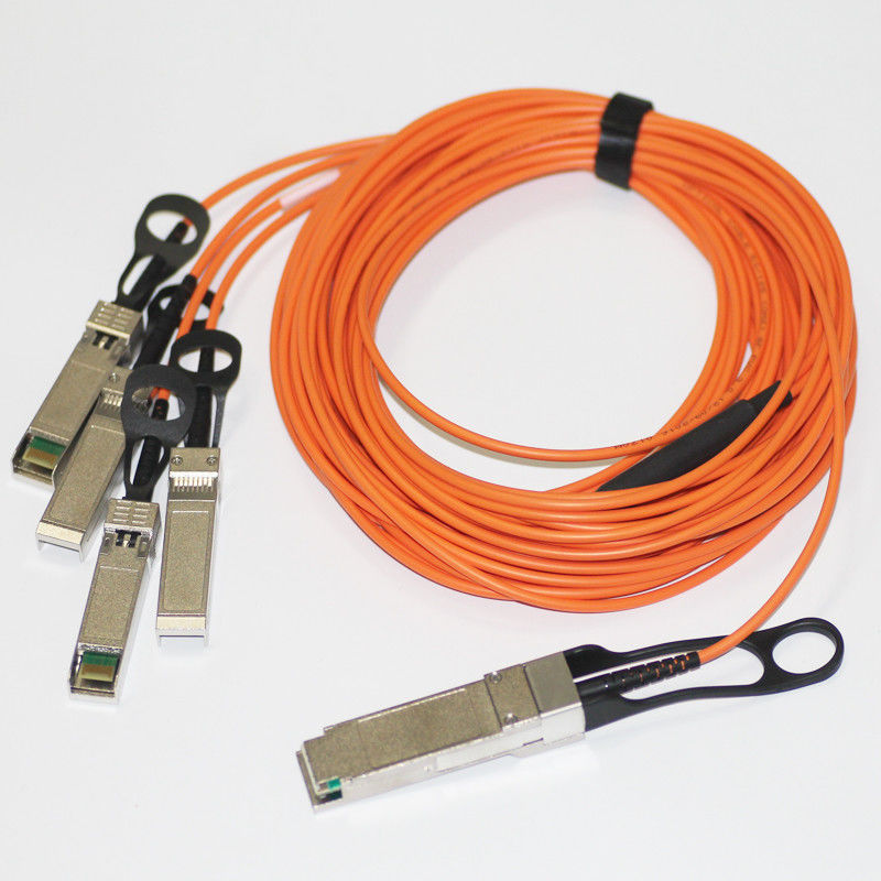 MMF Active Optical Fan Out Cable 40G QSFP+ To 4 SFP+ AOC  OM2 OD 3.0mm