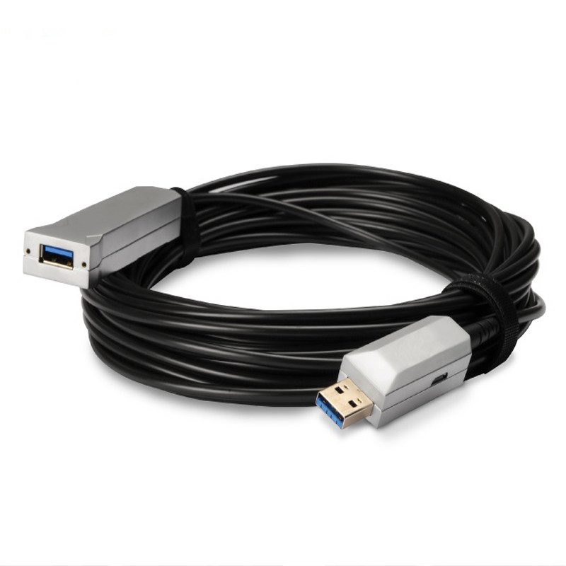 5Gbps USB3.0 AOC USB Active Optical Cable With Power Supply TPU Black