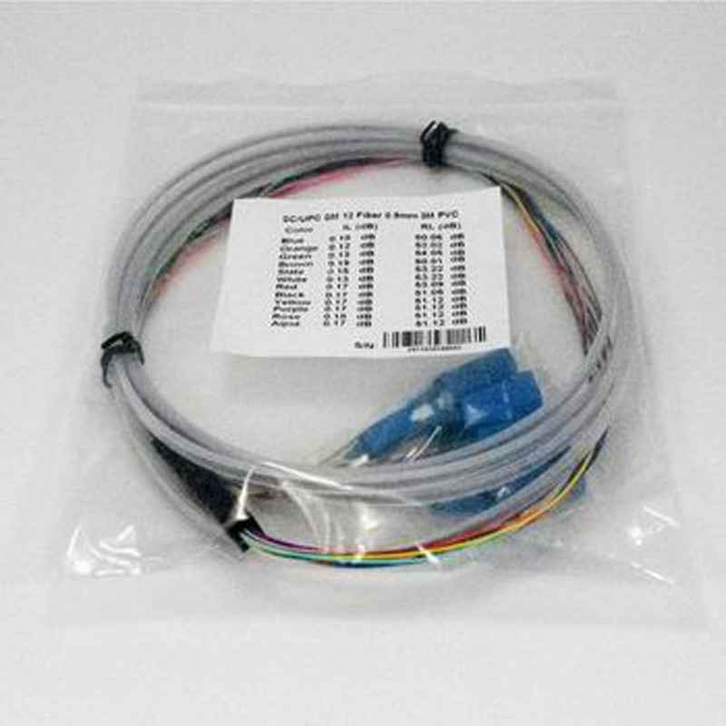 LSZH Fiber Optic Pigtails SC UPC Ribbon Fanouit Kits 0.9mm 12 Color Coded