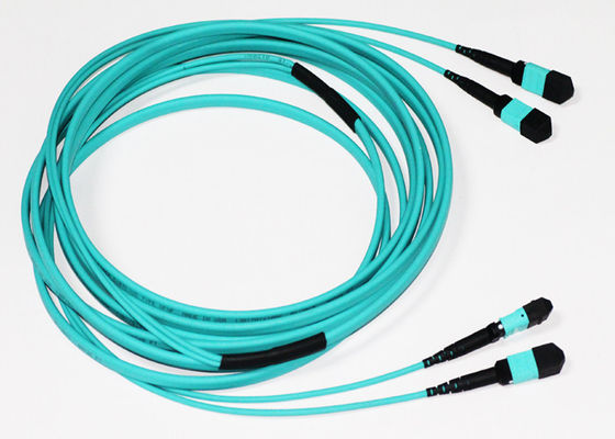 OM3 MPO Fiber Optic Cable Multimode 24 Core Aqua In Data Communication